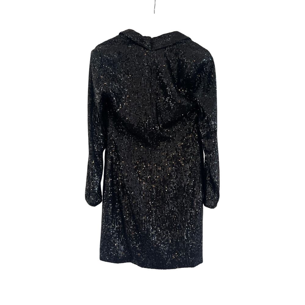 Eliza J Sequin Button Down Coat Dress Womens Size 8 Y2K Glam Party Event Black - Picture 2 of 15